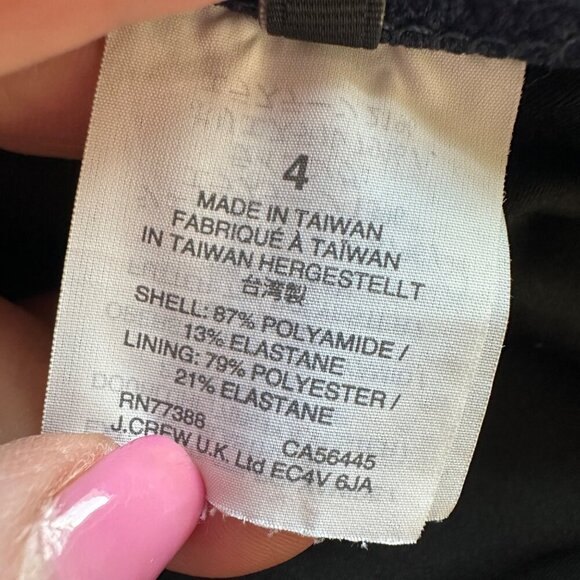 J.Crew Rickrack Ruffle Bandeau One Piece Swimsuit Womens Size 4 Navy Tie Neck - Picture 8 of 10